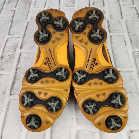 Ecco Biom Yak Hydro Max Men Size 11/11.5 EU 45 Leather Brown Golf Spikes Shoes - Picture 8 of 11